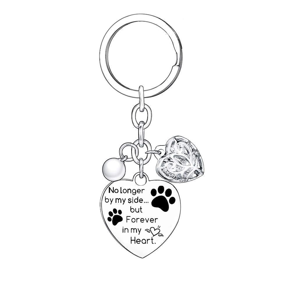 Pet Memorial Gift Keyring No Longer by My Side But Forever in My Heart Paw Prints Keychain Pet Sympathy Gift Keychain Pet Dog Memorial (Heart No Longer by My Side) Heart No Longer By My Side - PawsPlanet Australia