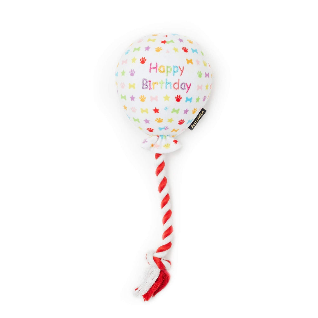 Pet London Birthday Balloon Dog Toy - Celebrate Your Dog's Happy Birthday - Plush colourful Rainbow Confetti Pattern Dog Party Gift-Perfect Pup Special Day Present-UK Designer Brand-BDAY or Adoption - PawsPlanet Australia