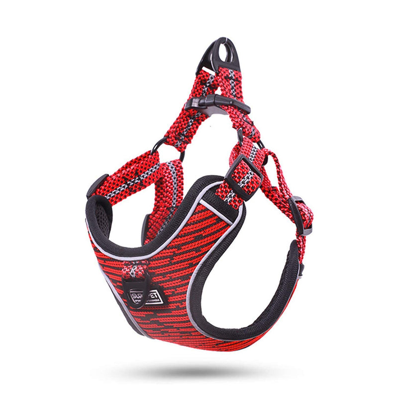 No Pull Dog Harness, Adjustable Breathable Reflective Lightweight Pet Vest Harness Front Soft Mesh Padded Escape Proof Easy Control for Dog/Cat/Other Pet for Outdoor Walking Training (Red, S) Red S(Chest 40-49cm) - PawsPlanet Australia