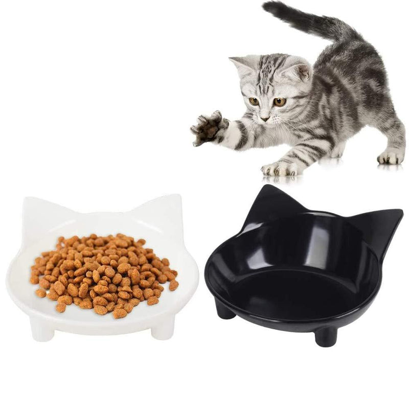 Pet Bowls,2 Pieces Cat Feeder Bowls,Anti-Slip Cat Feeding Bowl,Multi-Purpose Dog Cat Food Bowls,Shallow Feeder Bowls Pet Water Bowl,Cat Bowls,Pet Water Bowls,for Small Dogs Cats and Pets(Black+White) - PawsPlanet Australia