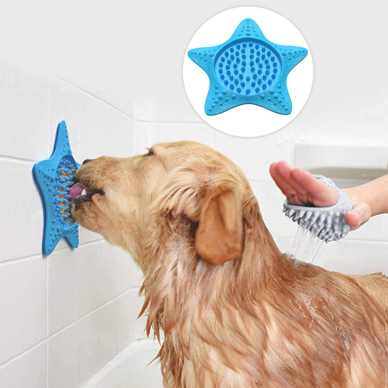 Idepet 2PACK Dog Lick Mat with Suction Cups,Silicone Slow Treater Dispensing Mat Pet Dog Bathing Distraction Device Peanut Butter Licking Pad for Pet Anxiety Bathing Grooming Training Blue - PawsPlanet Australia