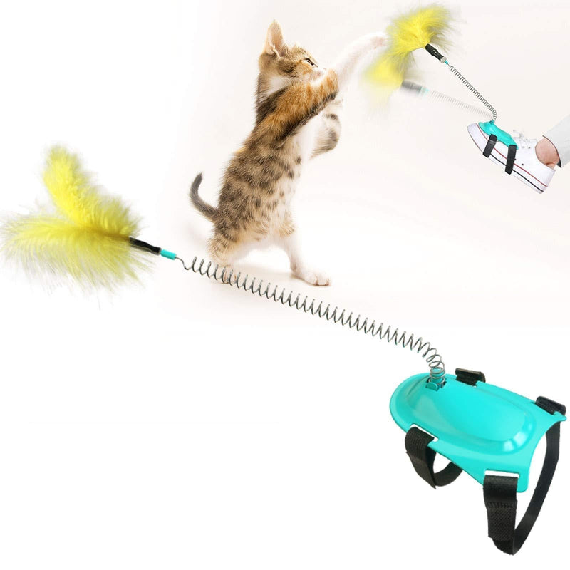 Hszphjj Interactive Cat Toys, Feather Cat Toys Installed on Shoes, Pet Companion Toys without Manual Use, Suitable for Cats of All Ages and Sizes(4 Pcs Feathers) - PawsPlanet Australia