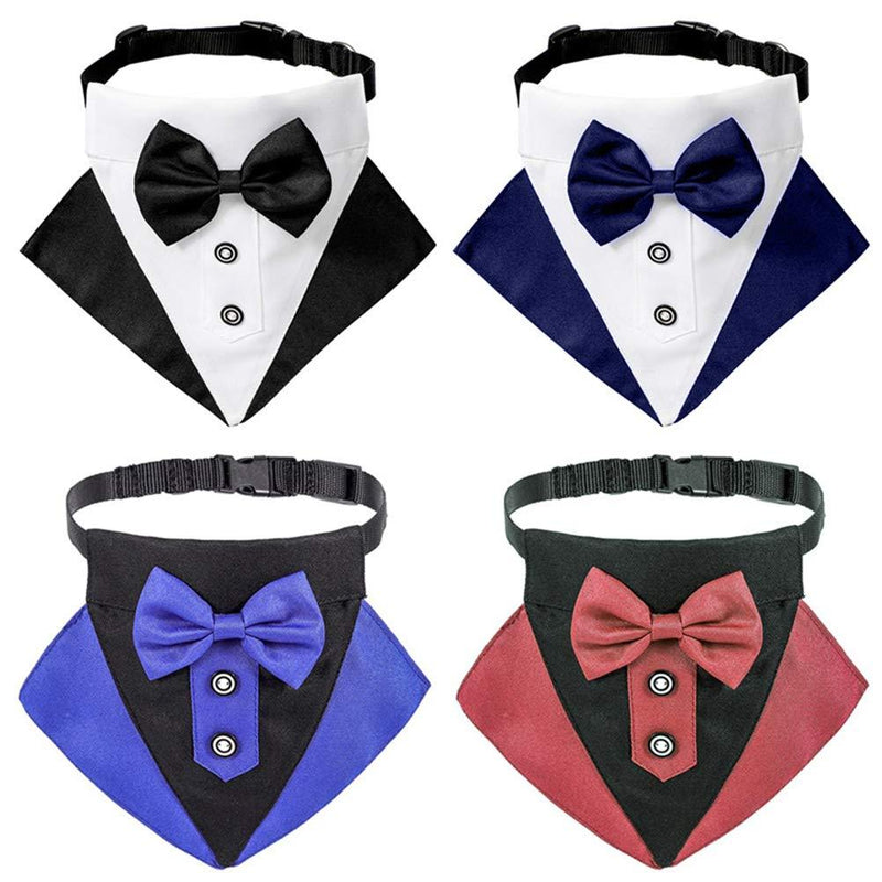 LotCow 4 PCS Formal Dog Tuxedo Bandana Adjustable Dog Wedding Bandana Tux Dog Bowtie Pet Neckerchief Kerchief Neck Tie - PawsPlanet Australia