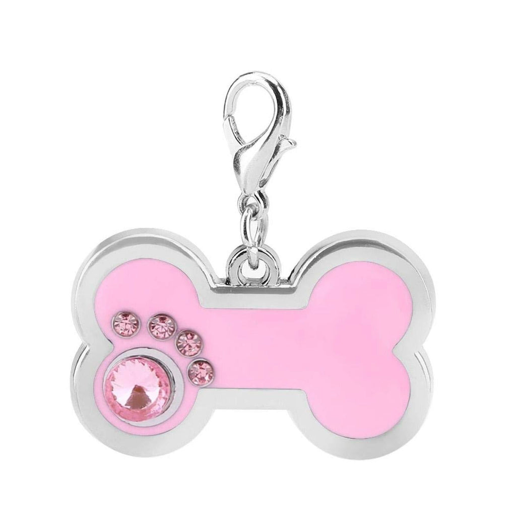SALUTUYA Pet ID Tag, Cute Bone Shape, Dog Name Necklace Also A Nice Accessory as A Keychain,(Pink) - PawsPlanet Australia