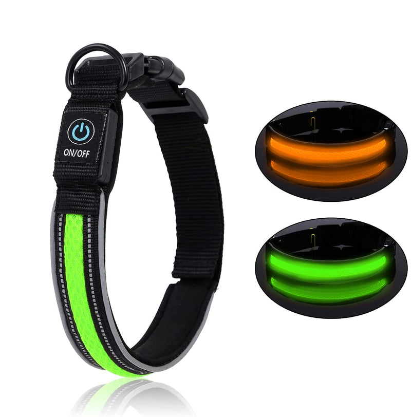 SONAMI LED Dog Collar with USB Rechargeable,Light Up Dog Collar Waterproof Adjustable Flashing Collar for Adding Safety to Night-time Walks (Neon Green, Medium) Neon Green - PawsPlanet Australia