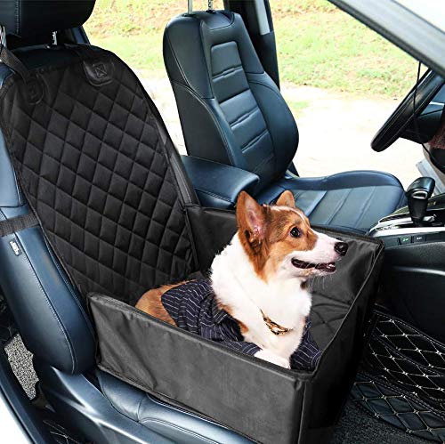 Vekja Dog Car Seat - Booster Seat Covers and Protects for Pets - Durable Waterproof Fold Down Flaps for Full Front Seat Coverage or Small Dog Hammock | Pet Travel Accessories - PawsPlanet Australia