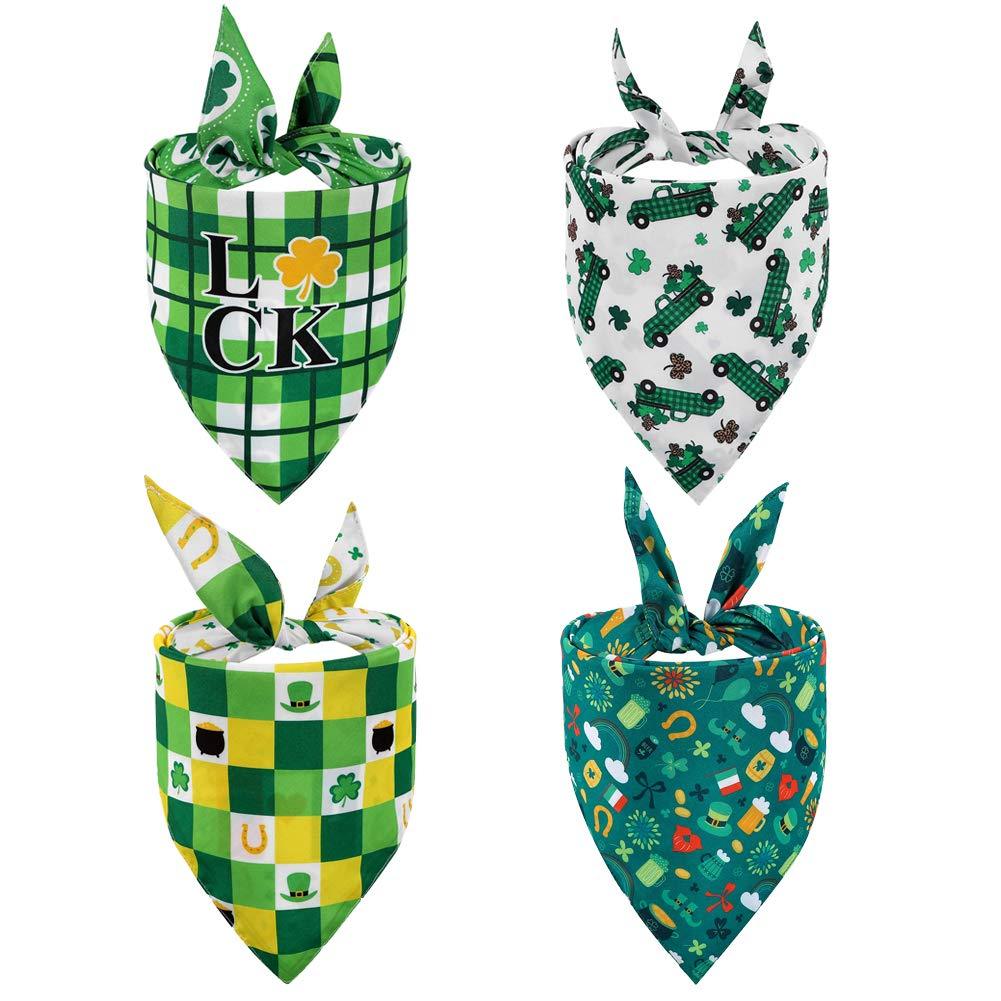 XhuangTech St. Patrick's Day Dog Bandana, 4 Pack Pet Bandanas Triangle Bibs Washable Dog Scarf Pet Kerchief Accessories for Small Medium and Large Dogs&Cats (4 Pack-St. Patrick's Day) 4 Pack-St. Patrick's Day - PawsPlanet Australia