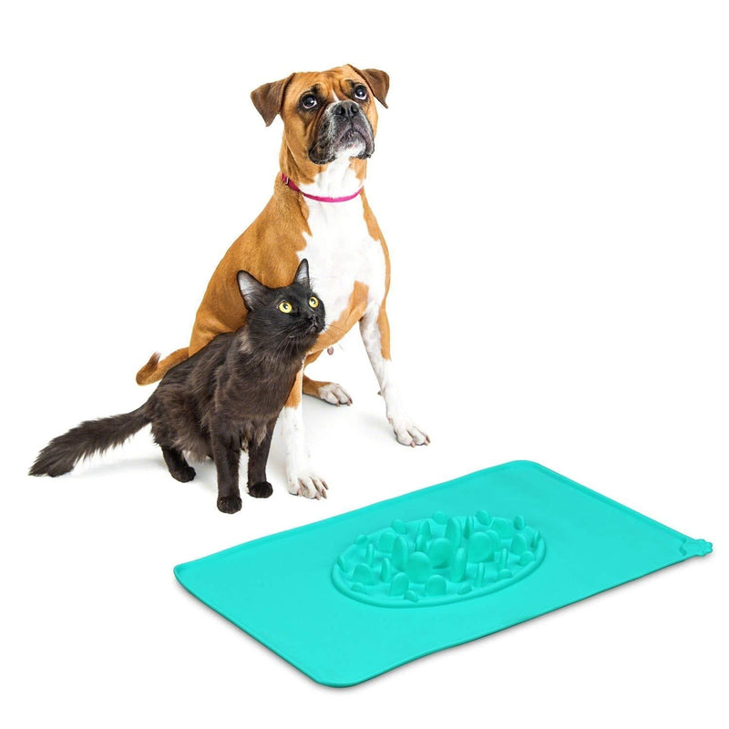 TOWEAR Pet Slow Feeding Mat for Dog, Silicone Slow Feeder Mat, Dog Feeding Placemat, Dog Slow Feed Bowl, Waterproof Non-Slip Pet Food Pad, Avoid Pet Choking (Green) Green - PawsPlanet Australia