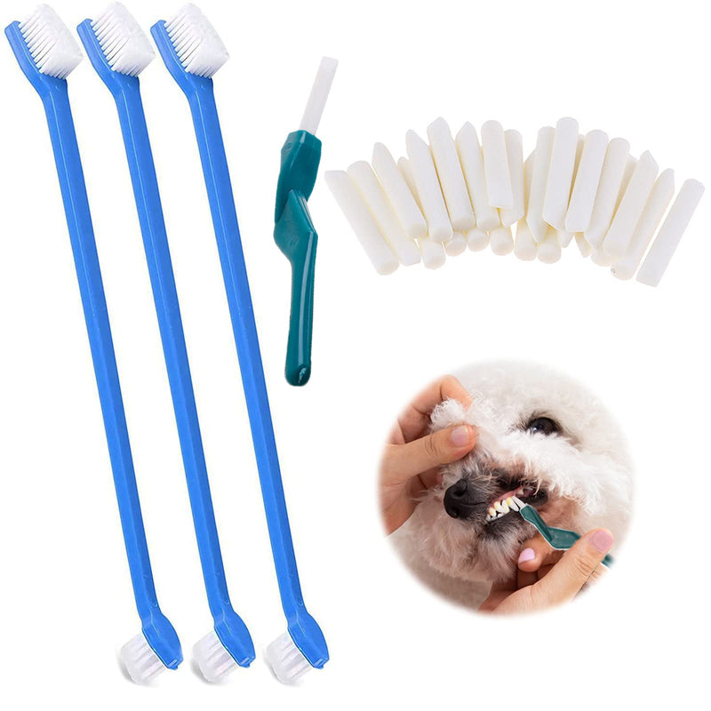 Dog Toothbrush,Double Ended Toothbrush,Pet Toothbrush Addition Bad Breath Tartar Teeth Care for Small Medium Large Dogs Cleaning Mouth(28 PCS) - PawsPlanet Australia