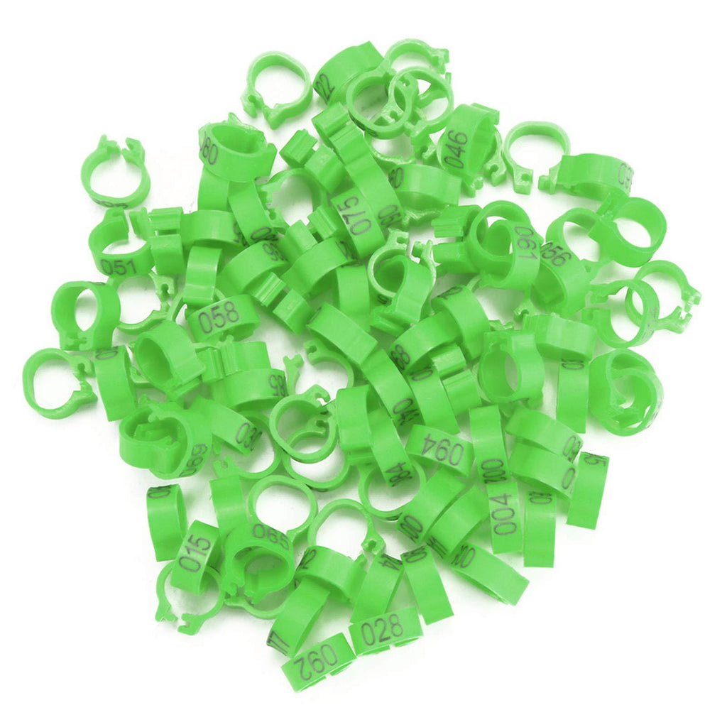 Yosoo Health Gear Pigeons Leg Bands, Bird Leg Rings, 100PCS 8MM 001-100 Numbered Plastic Letter Pigeons Bird Leg Bands Rings(green) green - PawsPlanet Australia