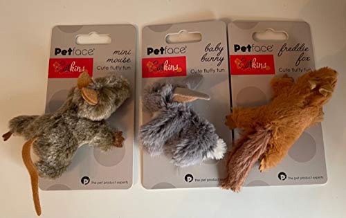 Cat Toys Variety Pack of 3 (Fox / Mouse / Rabbit) - PawsPlanet Australia