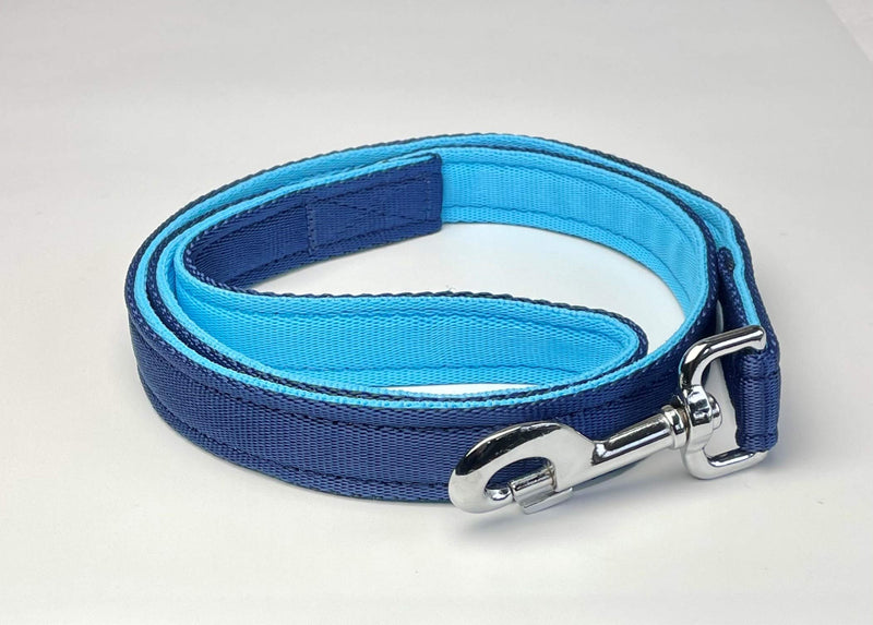 KLASSY K9 DOG LEAD NAVY BLUE AND SKY BLUE CUSHION WEBBING 1" WIDE - PawsPlanet Australia