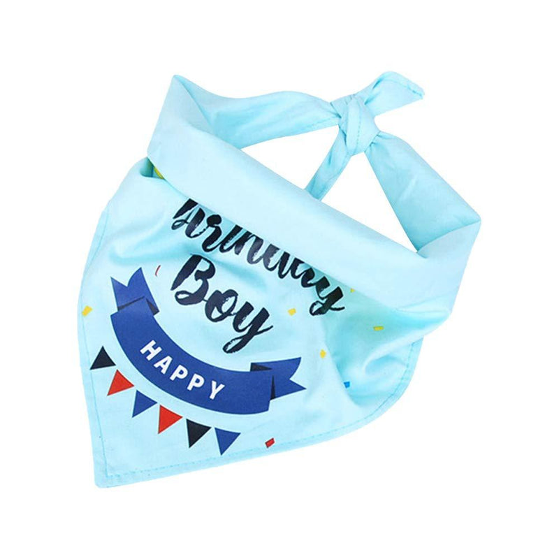 YOFASEN Dog Birthday Bandana - Pet Washable Polyester Triangle Scarf Dog Printing Bibs Birthday Neckerchief Ties for Boys and Girls Blue 48x48x68cm - PawsPlanet Australia