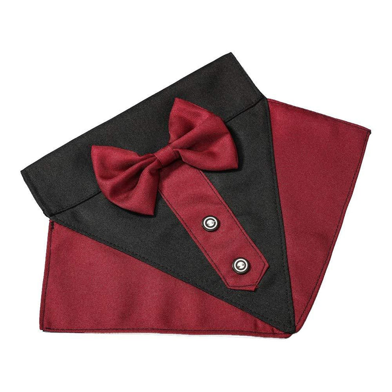 YOFASEN Dog Adjustable Bowtie Collar - Pet Dog Bandanas Neckerchief Scarf Bibs Collar with Bow Tie for Small to Large Dogs Red-Black L:60x2.0cm - PawsPlanet Australia