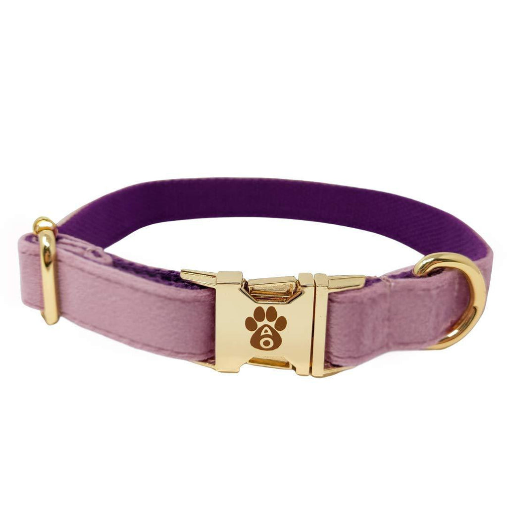 Animal Outfitters UK Velvet Collection Vegan | Pink and Gold Dog | Puppy Collar | Adjustable for Small or Large Dogs (X-Small) X-Small - PawsPlanet Australia