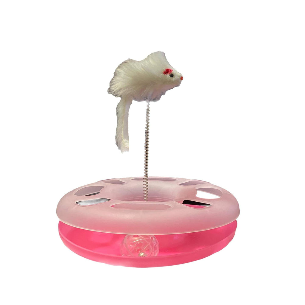 Pet Living Cat Kitty Activity Play Revolving Ball With Spring Mouse Kitten Play With Swinging Mouse Fun Cat Toys (Pink) Pink - PawsPlanet Australia