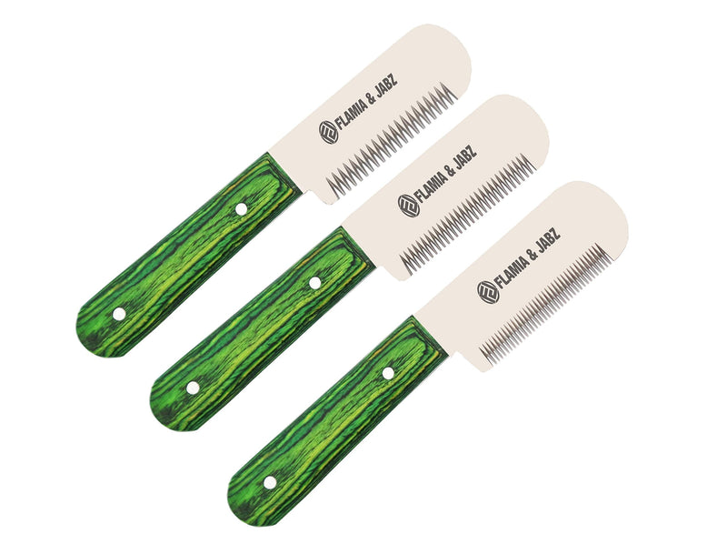 FJ Professional Stripping Knife, Right handed, 3 inch blade (Stainless Steel) (3 Pack, Green) 3 Piece Pack - PawsPlanet Australia
