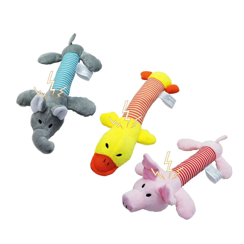 Andiker Interactive Cat Toys 3 Pack, Cartoon Dog Plush Toy Stuffed Animal Pig, Elephant, Duck, Squeaky Dog Chew Toys for Cats, Dogs, Chaser Pet for Kittens, Interactive Entertaining Toys - PawsPlanet Australia
