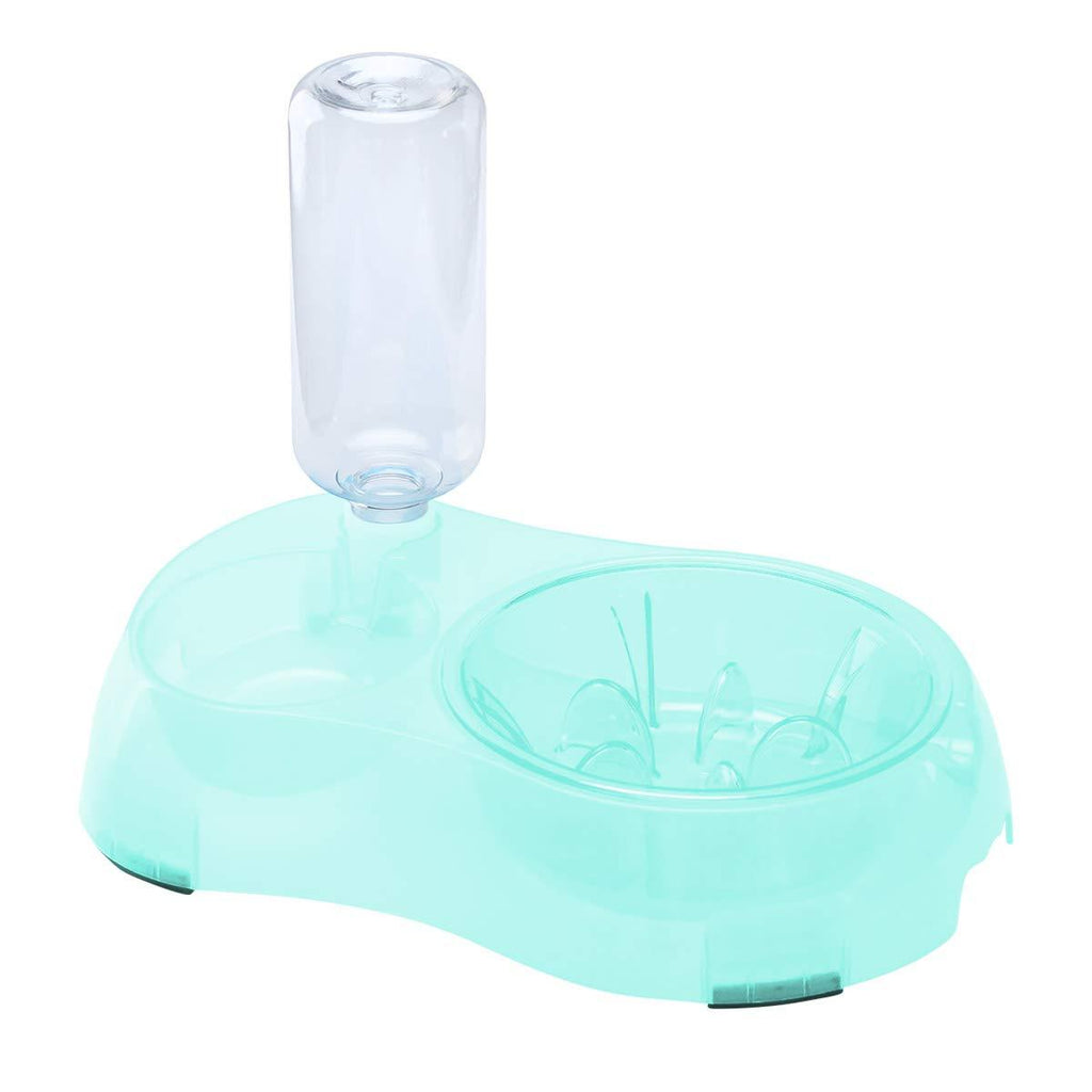2 in 1 Pet Feeder Water Automatic Dispenser with Bottle, Dog Bowl Slow feeder, Dog Drinking Fountain Water Bowl for Dog Cat Puppy Kitty, Pet Food and Water Bowl set (Green) Green - PawsPlanet Australia