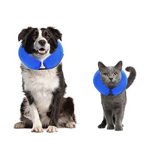 Barley Ears Inflatable Pet Protection Cover Collar for Small Dogs and Cats in Post Surgery Recovery, Prevent Dogs from Biting & Scratching, Soft Material, Adjustable Buckle, Blue（L） blue-L - PawsPlanet Australia