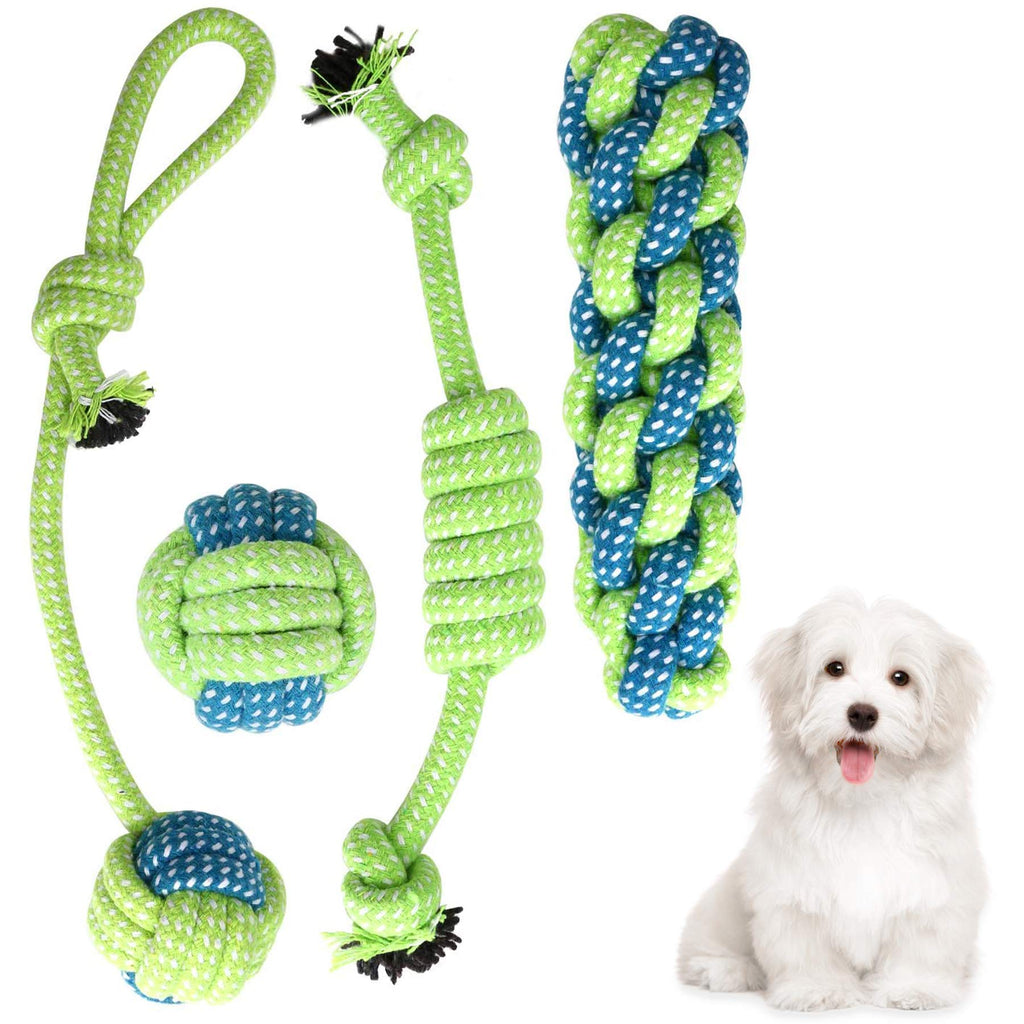 Puppy Dog Rope Toy Cotton Chew Rope Ball Toy for Teething 4 Pack Tough Chew Toy for Small Medium Breed Dogs Puppy Teeth Cleaning Chewer Toy Indestructible Chew Toy Brown - PawsPlanet Australia