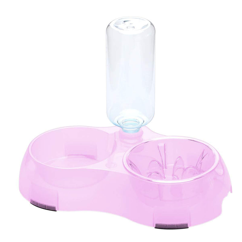 2 in 1 Pet Feeder Water Automatic Dispenser with Bottle, Dog Bowl Slow feeder, Dog Drinking Fountain Water Bowl for Dog Cat Puppy Kitty, Pet Food and Water Bowl set (Pink) Pink - PawsPlanet Australia