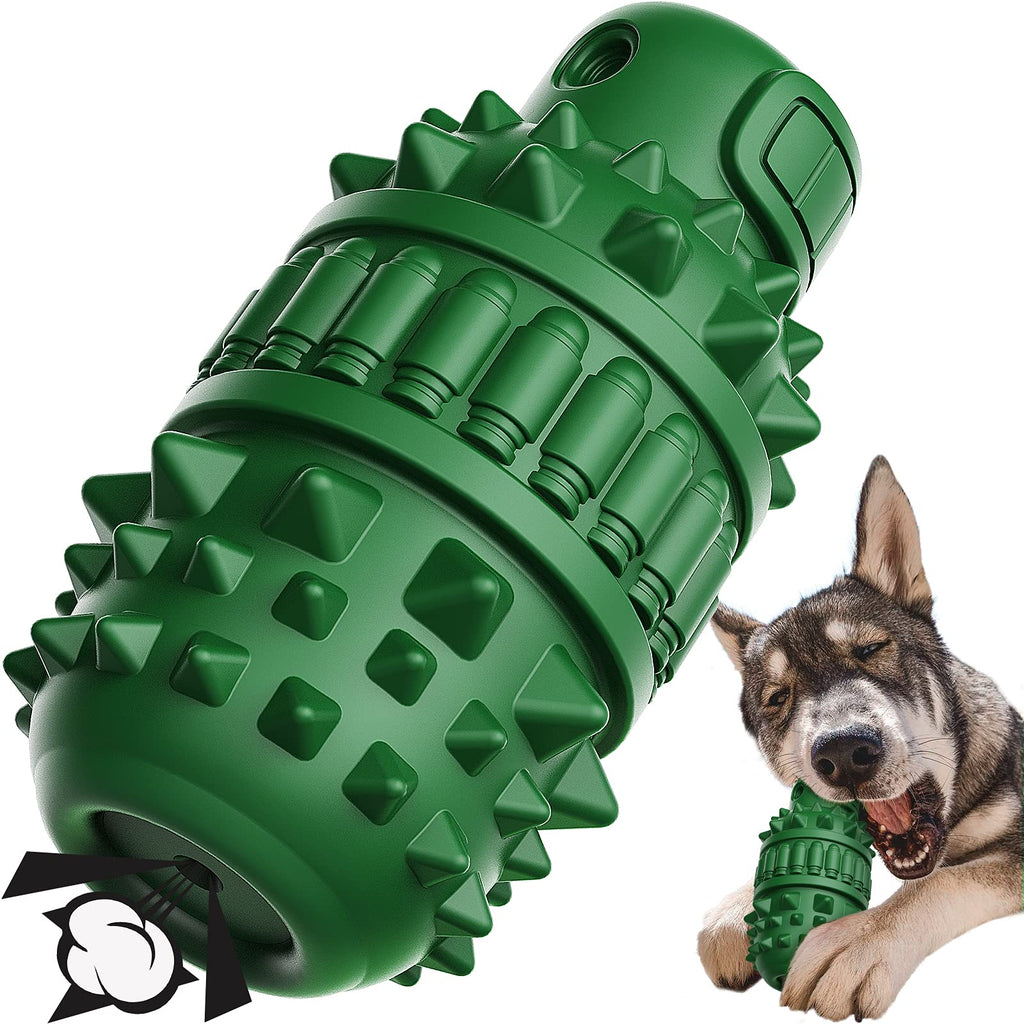 Dog Toys, HETOO Indestructible Squeaky Dog Chew Toy For Aggressive Chewers Large Medium Breed Dog Teeth Cleaning Green - PawsPlanet Australia