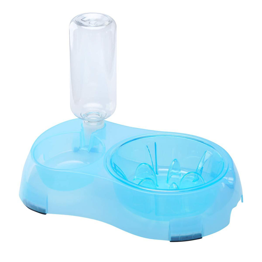 2 in 1 Pet Feeder Water Automatic Dispenser with Bottle, Dog Bowl Slow feeder, Dog Drinking Fountain Water Bowl for Dog Cat Puppy Kitty, Pet Food and Water Bowl set (Blue) Blue - PawsPlanet Australia