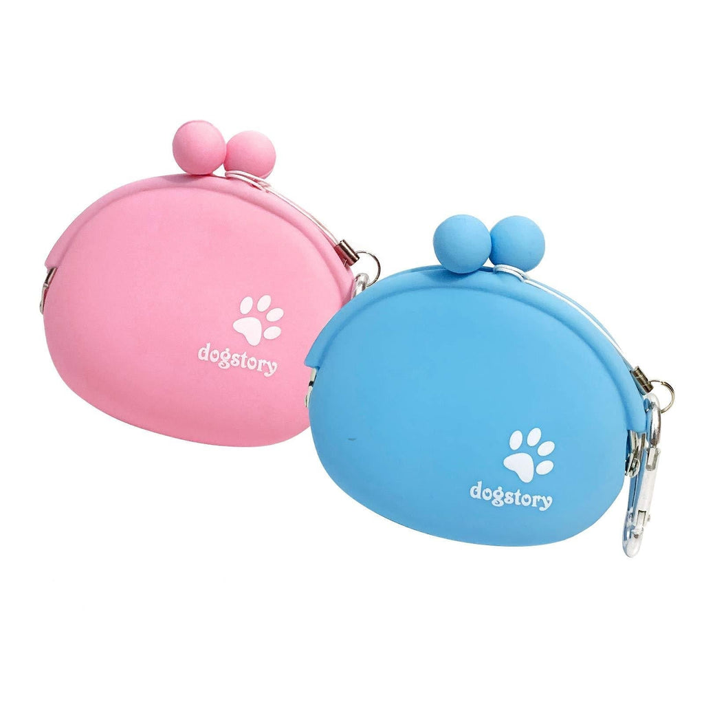 Lidiper 2Pcs Silicone Dog Cat Treat Pouch, Portable Dog Training Bag Pet Food Container Dog Treat Bags Food Storage Pouch Coin Purse with Hook (Blue+Pink) - PawsPlanet Australia