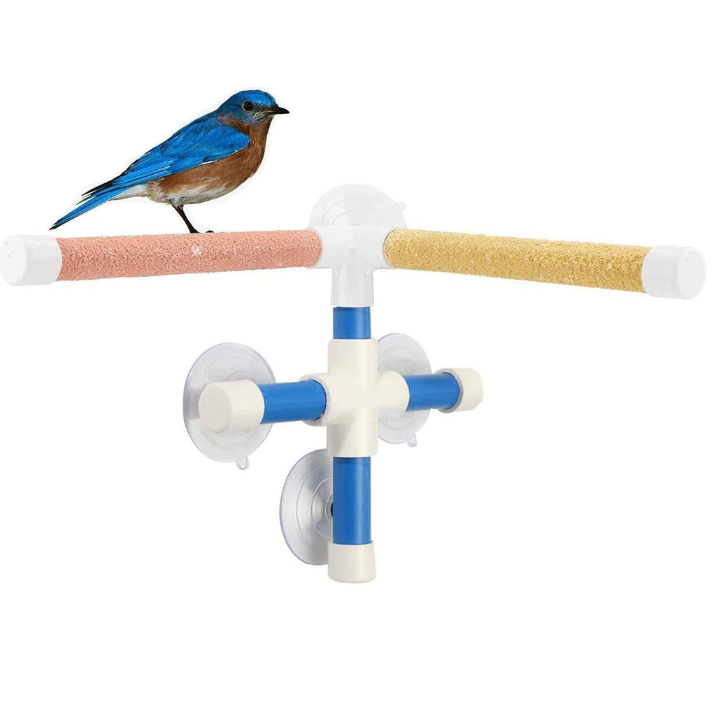 X-zoo Parrot Perches, Portable Shower Stand with Suction Cup and Perches Bird Stand in Quartz Sand Surface for Paw Grinding, Window Perch for Birds - PawsPlanet Australia