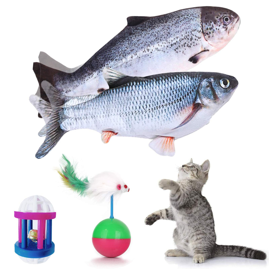 DYBITTS Electric Moving Fish Cat Toy, Interactive Fish Kicker Pets Toy with Realistic Plush Simulation,Wiggle Fish Catnip Toys USB Rechargable Floppy Fish Cat Toy Perfect for Kitten 2 PCS fish cat toy - PawsPlanet Australia