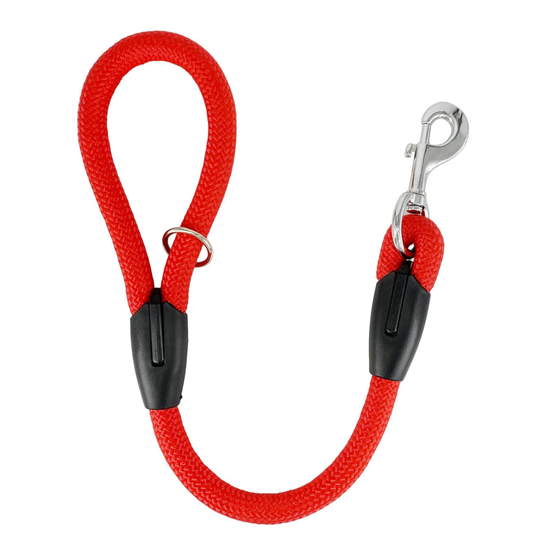 AVANZONA Dog Lead Nylon Short Round of 18 mm, Resistant, Comfortable, NO PULL, More Gross, Hand made in EU, Dog Training Leash for Small Medium and Large Dogs. Size 60 cm. RED. length 60 cm - PawsPlanet Australia