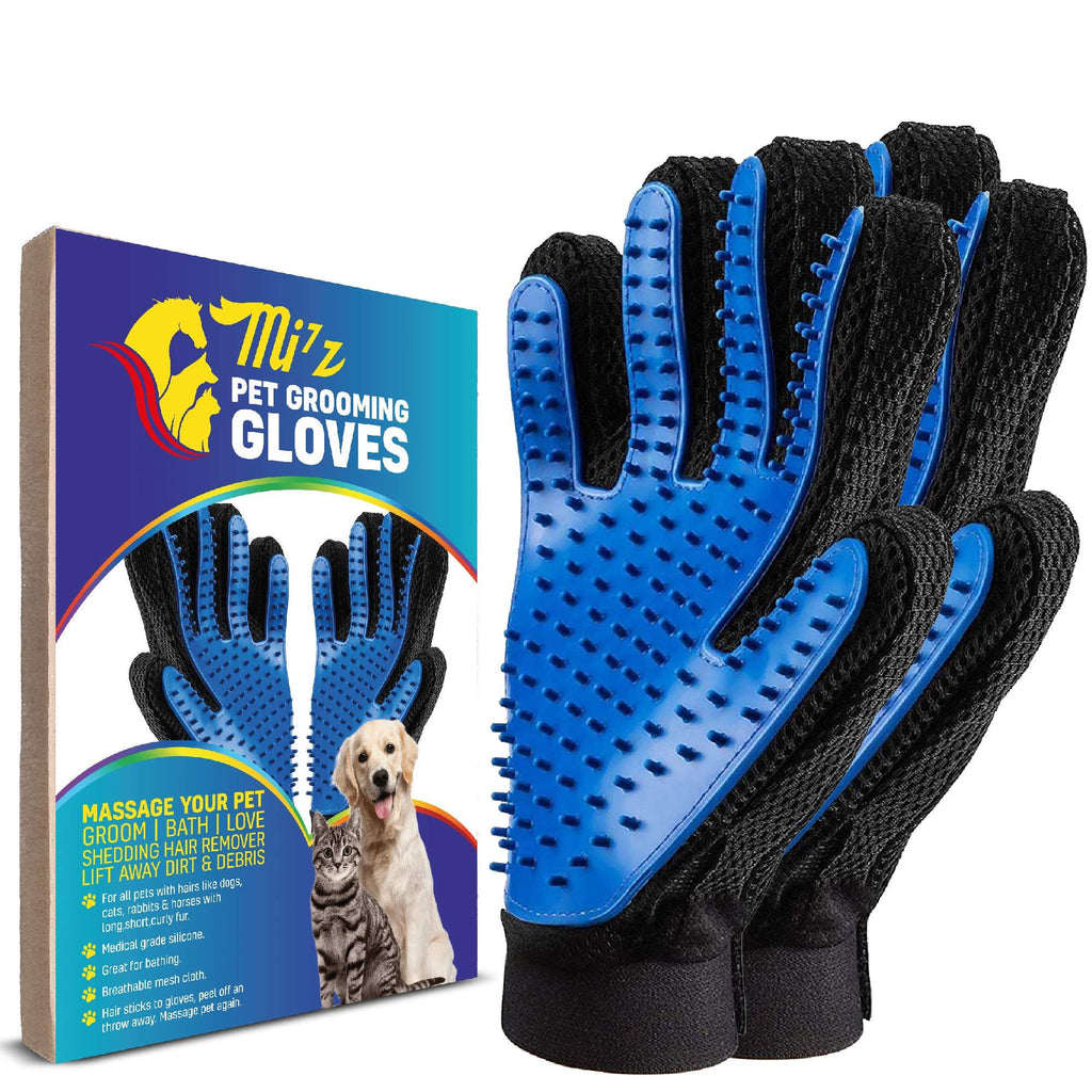 Premium Pet Hair Remover for Dogs and Cats – Universal Size Dog Grooming Glove – Highly Durable and Safe Materials - Ideal for Massaging, Gentle Wash, Bathing. (Blue) Blue - PawsPlanet Australia