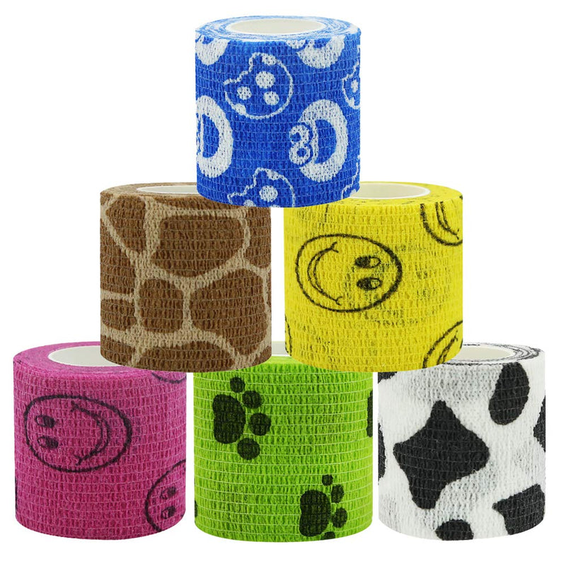 6 Rolls Pet Vet Wrap, 5cm x 4.5m Self Adherent Bandage Elastic Cohesive Bandages, Self-Adhesive Pet Injury Wrap Tape for Wrist, Ankle Sprains & Swelling (color) color - PawsPlanet Australia
