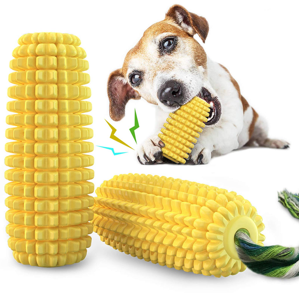 Puppy Toys, Dog Chew Toys for Aggressive Chewers Medium Large Breed, Acecy Indestructible Tough Squeaky Corn Toys for Teething Boredom(Yellow) Yellow - PawsPlanet Australia
