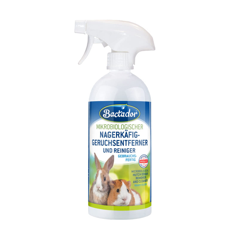 Bactador Rodent Cage Odour Remover and Cleaner Spray 500ml - Against faeces, urine and animal odours - Microbiological enzyme cleaner - 100% natural - Pore-deep cleaning in the rodent environment. - PawsPlanet Australia
