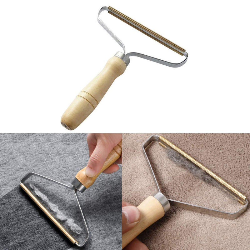DFQHSCTE Carpet Hair Remover, portable spark lint roller with wooden handle, carpet pile brush with double sided metal scraper suits indoor carpet, pet hair, car carpet, 1 Pc - PawsPlanet Australia