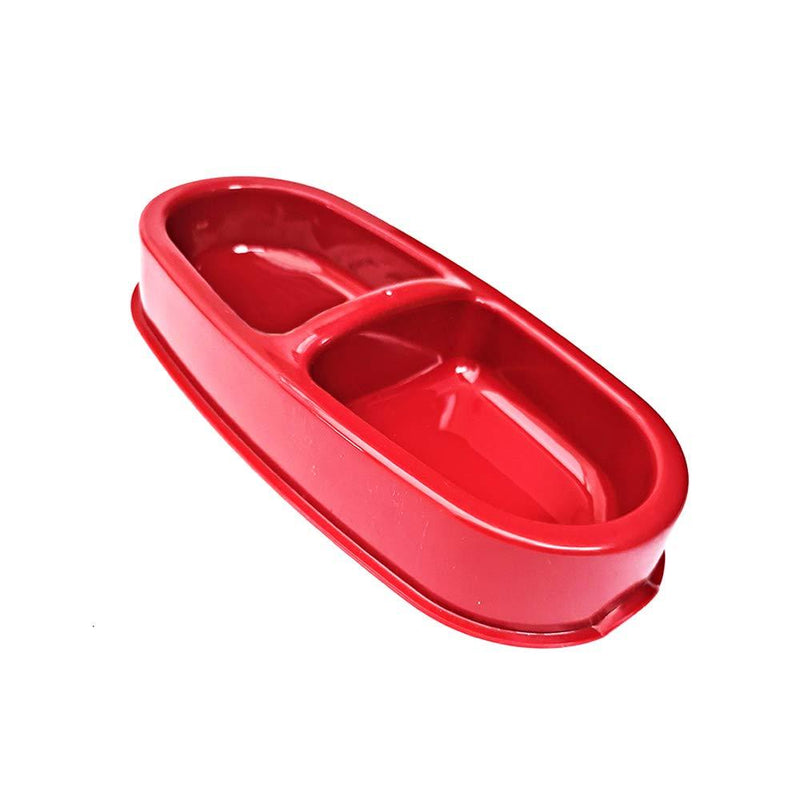 Cat Bowl – Red Coloured – Double Feeding Tray – NON-SLIP & SPILL FREE – Slightly Raised Platform – Protects Floor from Being Scratched - PawsPlanet Australia