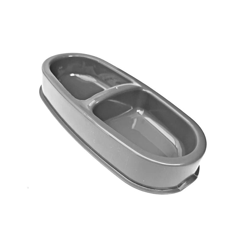 Cat Bowl – Grey Coloured – Double Feeding Tray – NON-SLIP & SPILL FREE – Slightly Raised Platform – Protects Floor from Being Scratched - PawsPlanet Australia