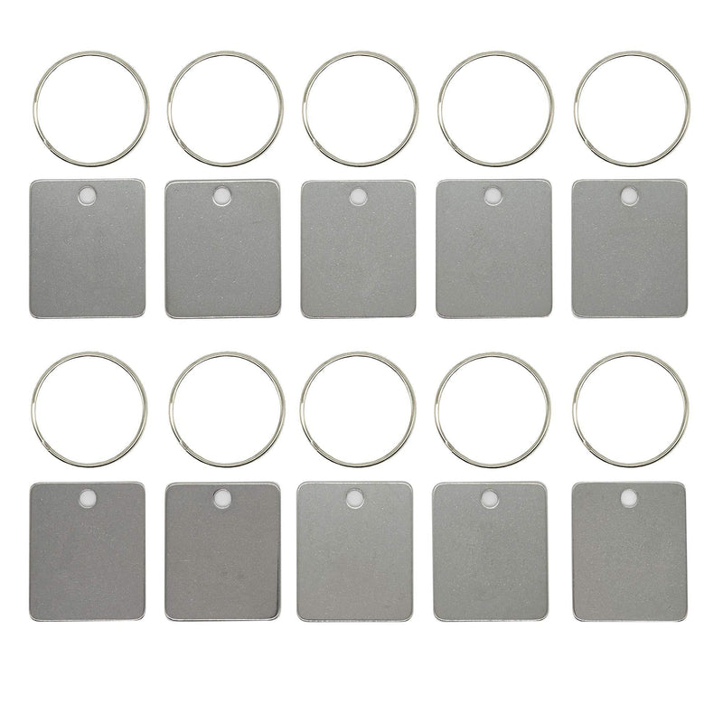 Rectangle Engraving Blanks Stamping Blanks Stainless Steel Blank Tags with Key Rings 25 Pack - PawsPlanet Australia
