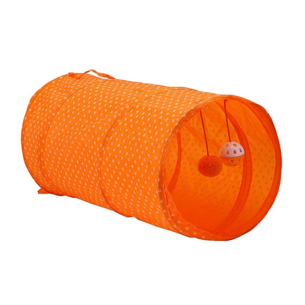 Pet Tunnel Tube Toy Orange Foldable Cat Dog Play Interactive Training Puppy Outdoor Indoor Supplies color 2 - PawsPlanet Australia