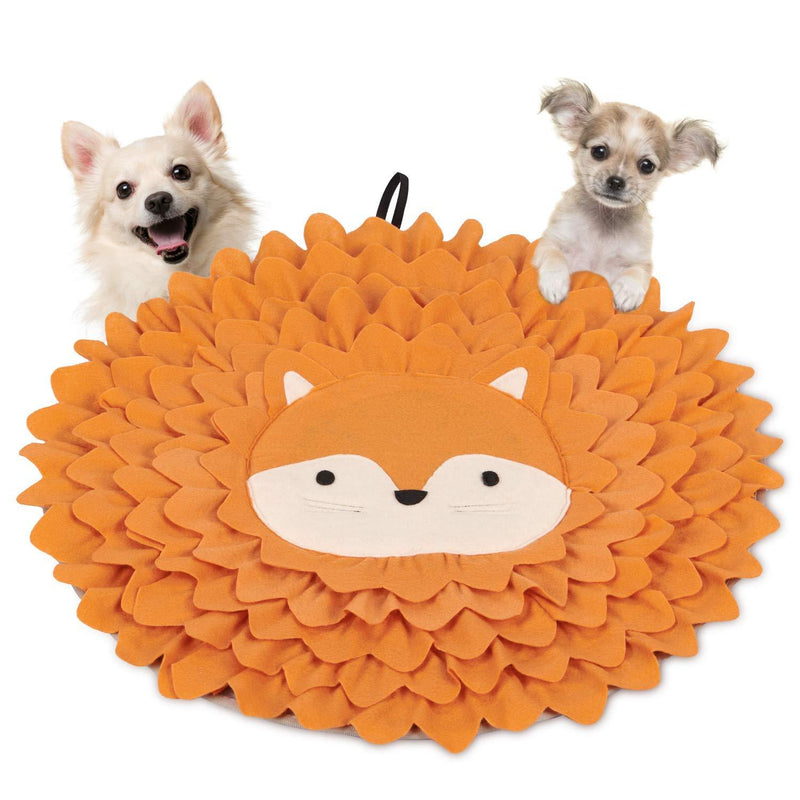 Dog Snuffle Mat Pet Slow Feeding Mat Small Dog, Dog Interactive Game Puzzle Toys Smell Foraging Skill Training for Dogs Cats 55cm Fox - PawsPlanet Australia