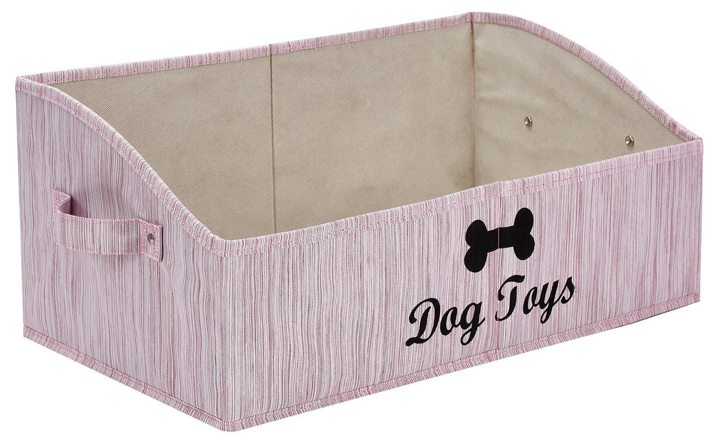 Morezi Linen-cotton blend dog toy basket and dog toy box, dog toy basket storage - Perfect for organizing pet toys, blankets, leashes, chew toys - Bamboo Pink - PawsPlanet Australia