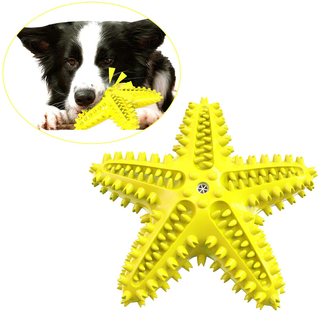 Dog Toothbrush Chew Toy for Teething Chewers Small Medium Breeds Puppy Dogs Durable Squeaky Sound Toys Interactive Throw Toy for Indoor Outdoor Play Teeth Cleaning Yellow - PawsPlanet Australia