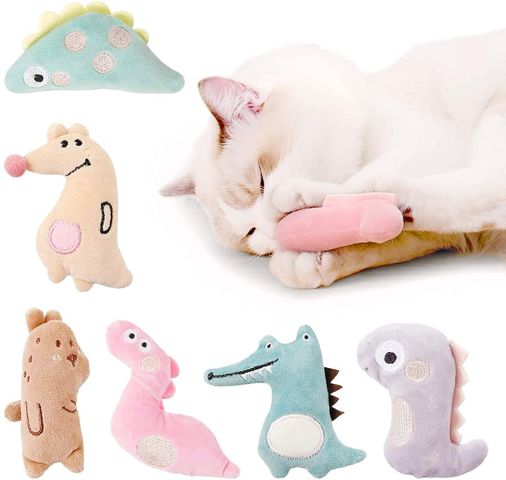 Cat Catnip Toys, 6 Pcs Interactive Cat Toys Cartoon Catnip Chew Toys Soft Plush Cat Pillow Entertaining Toys for Pet Kitten Cat Playing Chewing Grinding Claw Teeth Cleaning (B) B - PawsPlanet Australia