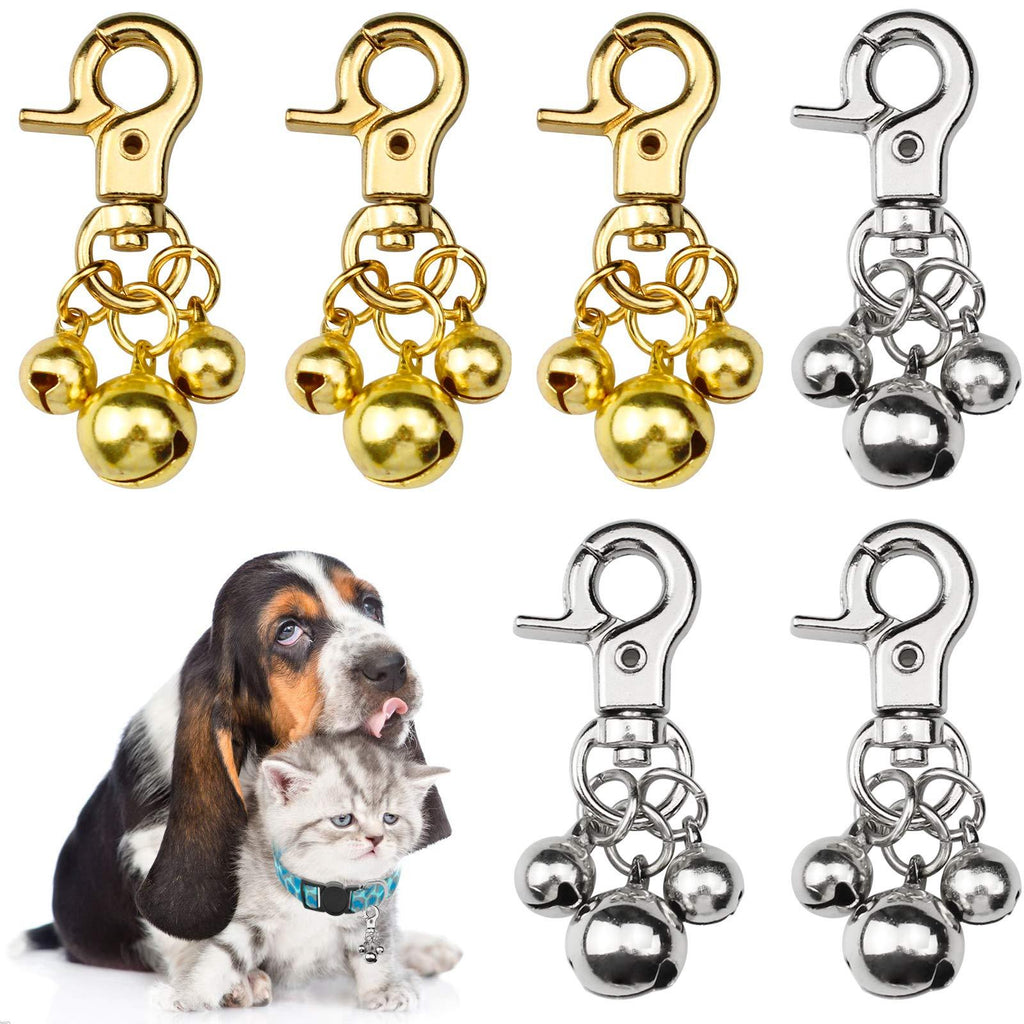 YapitHome 6 Pieces Pet Collar Bells Cat Bells Dog Collar Charms for Pet Decoration,Purse, Keys, Handbag(Silver,Gold) - PawsPlanet Australia