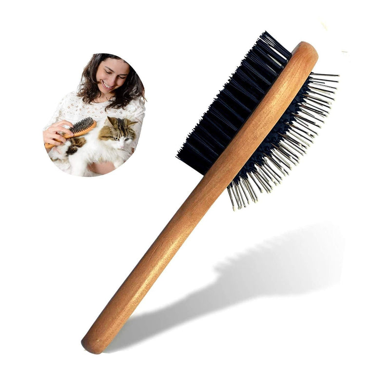 London Lux Double Sided Pin and Bristle Bamboo Dog Brush| Cat Brush for Cleaning Loose Fur and Dirt. This Dog Grooming Brush Suitable for Long, Short, Thick, Wiry, or Curly Hairs - PawsPlanet Australia