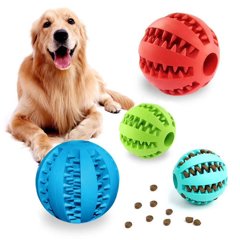 4 PCS Pets Dog Toys Balls, PUDSIRN Non-Toxic Bite Resistant Soft Rubber Bouncy Ball for Doggy Teeth Cleaning/IQ Training/Chewing/Playing/Treat Dispensing(2.8in x 2 + 2in x 2) - PawsPlanet Australia