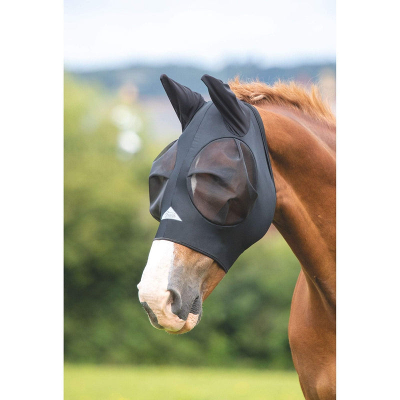 Shires Stretch Fly Mask - Black Cob - PawsPlanet Australia