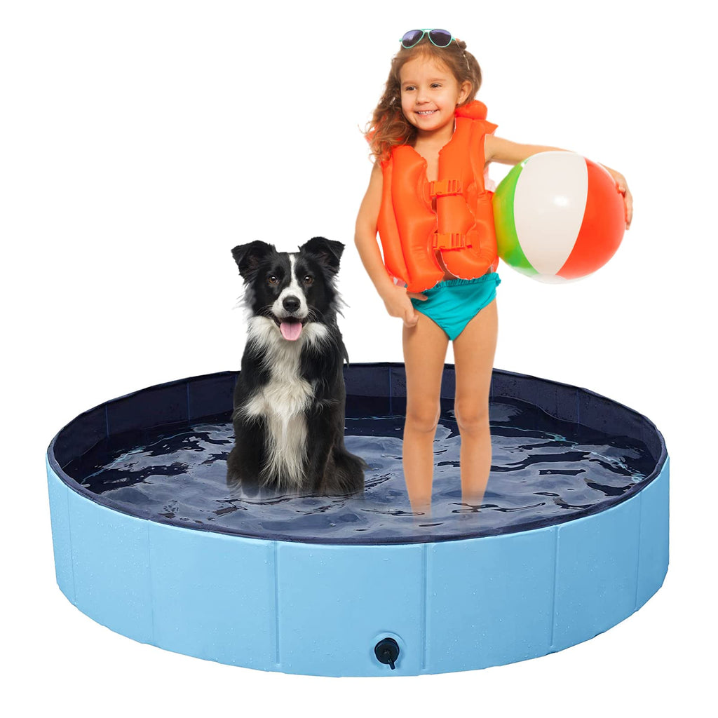 Foldable Dog Pool, Jsdoin Portable Dog Paddling Pool, Pet Kids Bath Pool Swimming Pool, Non-Slip PVC Kiddie Pool for Kids, Dog Cat Bathing Tub For Garden Patio Bathroom(80*20cm) - PawsPlanet Australia